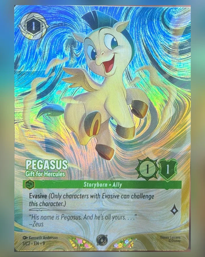Disney Lorcana Pegasus foil card close-up