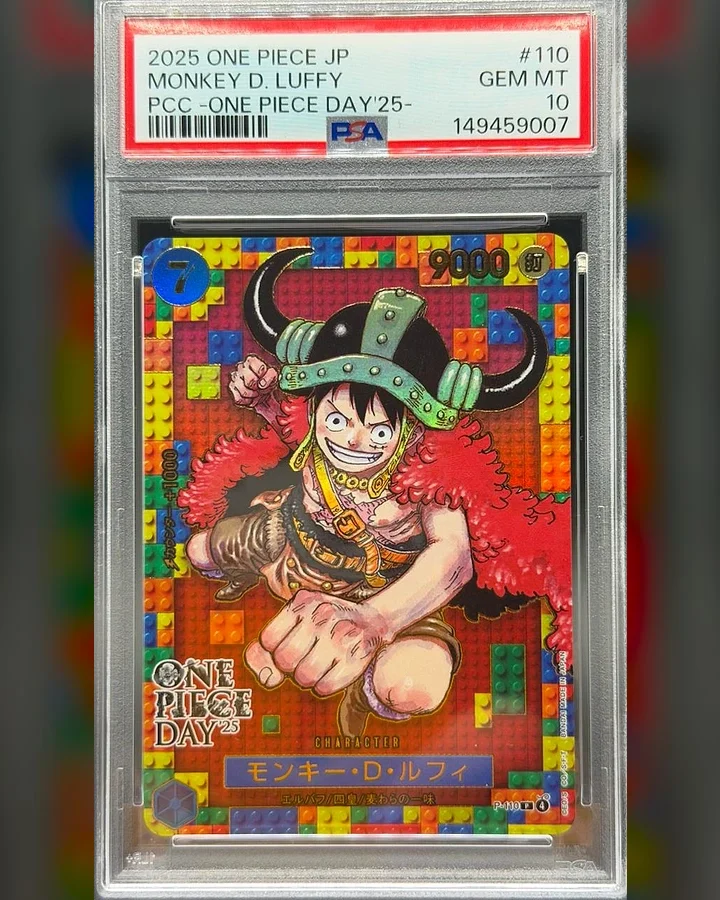 PSA graded One Piece Monkey D. Luffy slab close-up